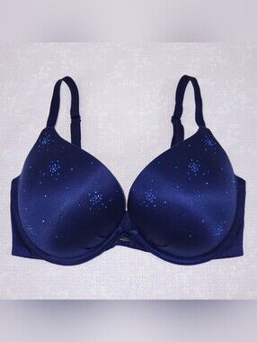 Victoria's Secret Fabulous Plunge Bra 34DD Blue Rhinestone